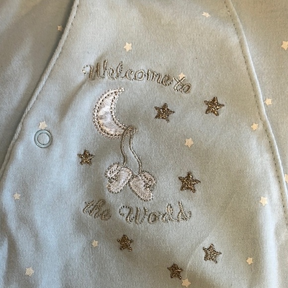 Little Me Blue Cotton Footies One Piece - Picture 4 of 5